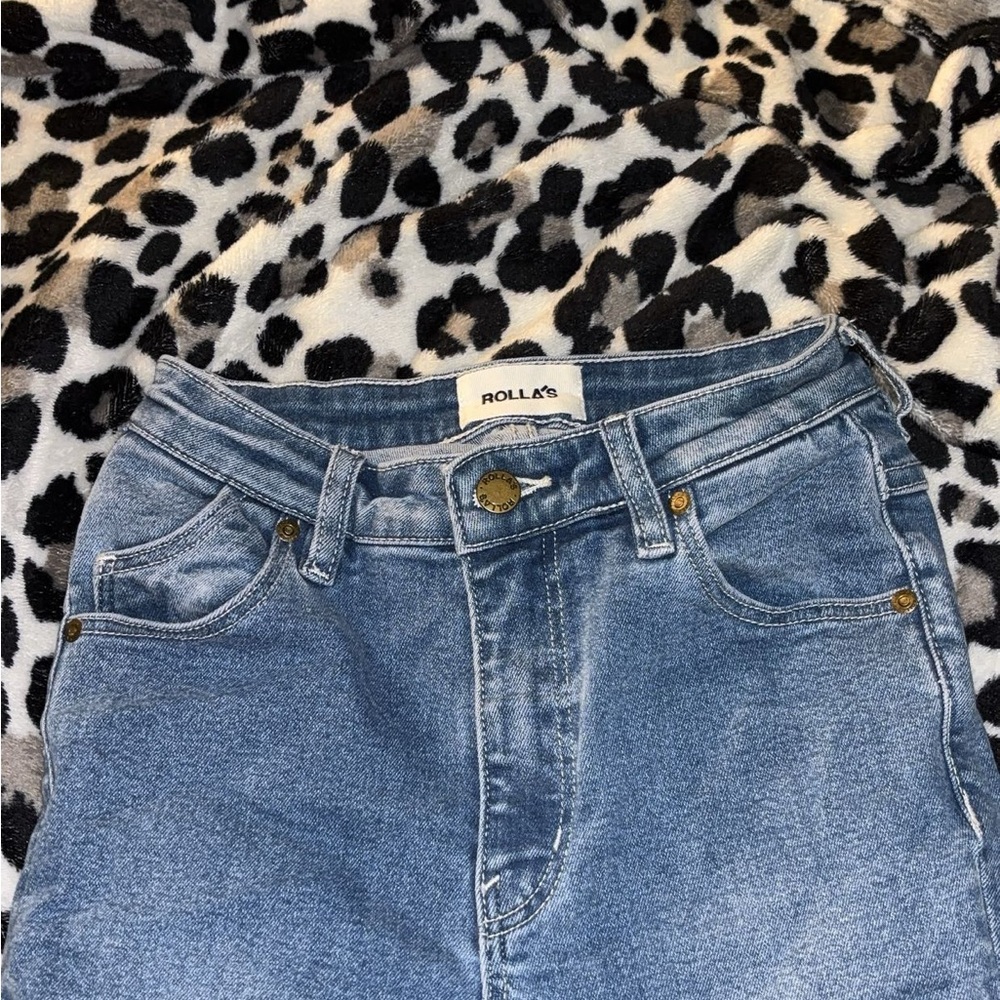 ROLLA'S High Rise Blue Jeans with Distressed Details